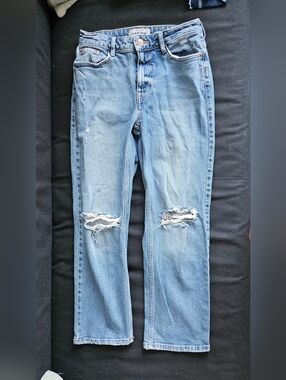 USA4 New Look Harlow Light Blue Distressed Crop Straight Leg Jeans